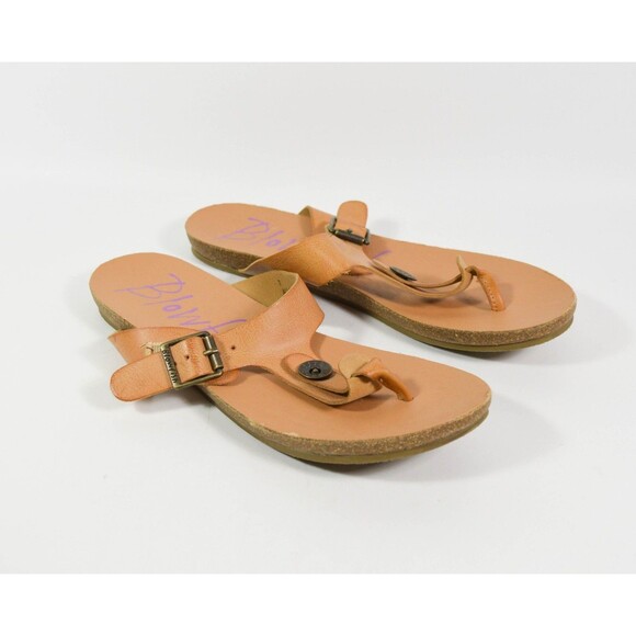 Blowfish Shoes - Blowfish Malibu Brown Faux Leather T Strap Flip Flops Thong Sandals Sz 7